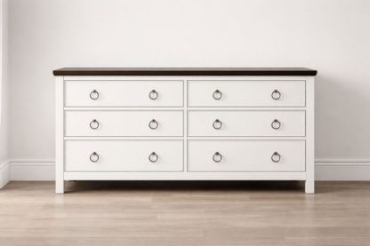 Wooden 6-Drawer Dresser White and Dark Brown