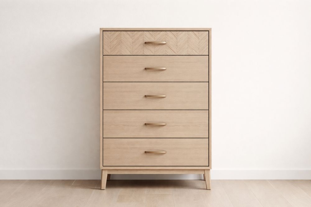 Wooden 5-Drawer Chest Natural Finish