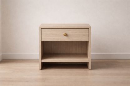 Wooden Nightstand with Drawer Natural Finish 45x35x55 cm