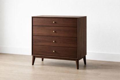 4-Drawer Dark Wood Veneer Chest