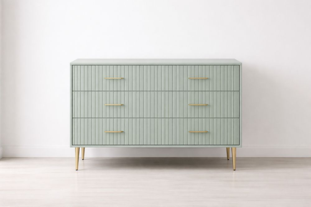3-Drawer Dresser Light Green with Metal Legs 90x40x80 cm