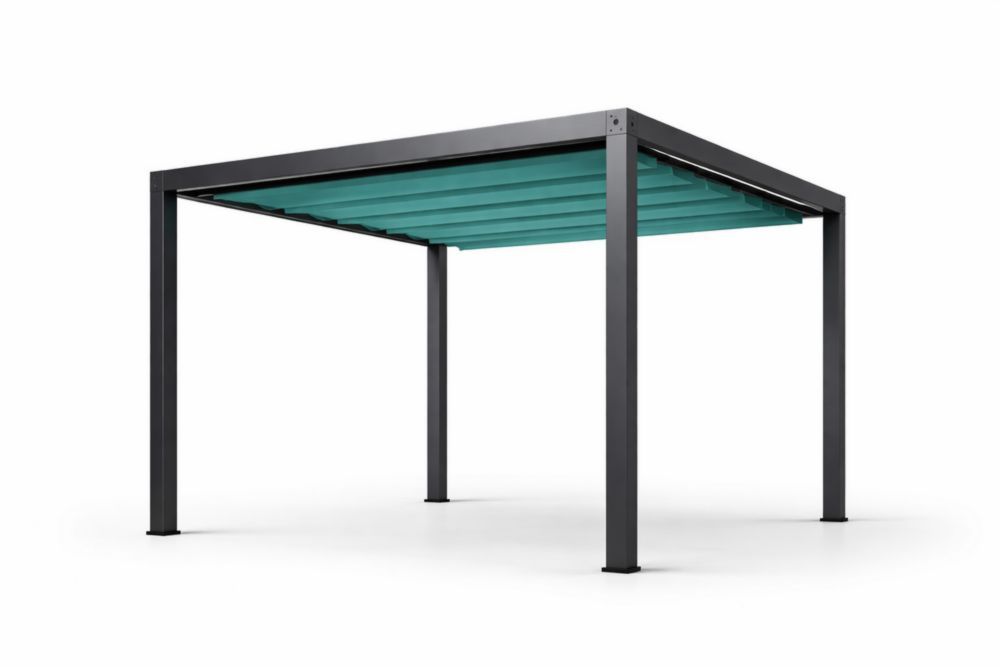 Outdoor Aluminum Pergola with Polyester Canopy and Adjustable Louvers 300cm x 300cm x 250cm Black/Teal