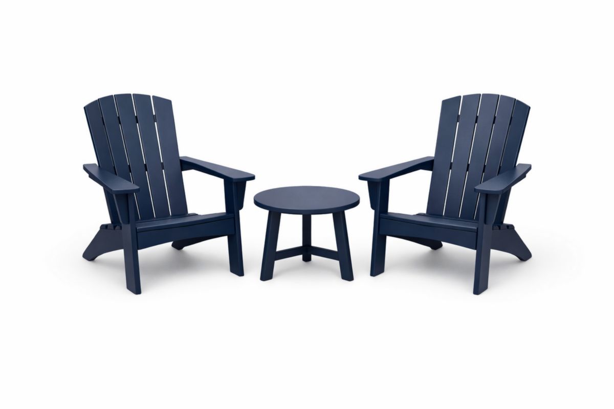 Outdoor Adirondack Chair and Table Set Polyethylene Navy Blue