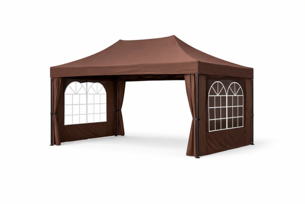 Outdoor Steel Frame Gazebo Canopy Tent 3x6m Brown