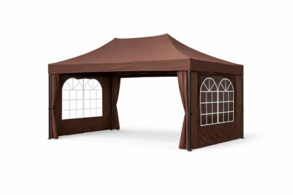 Outdoor Steel Frame Gazebo Canopy Tent 3x6m Brown