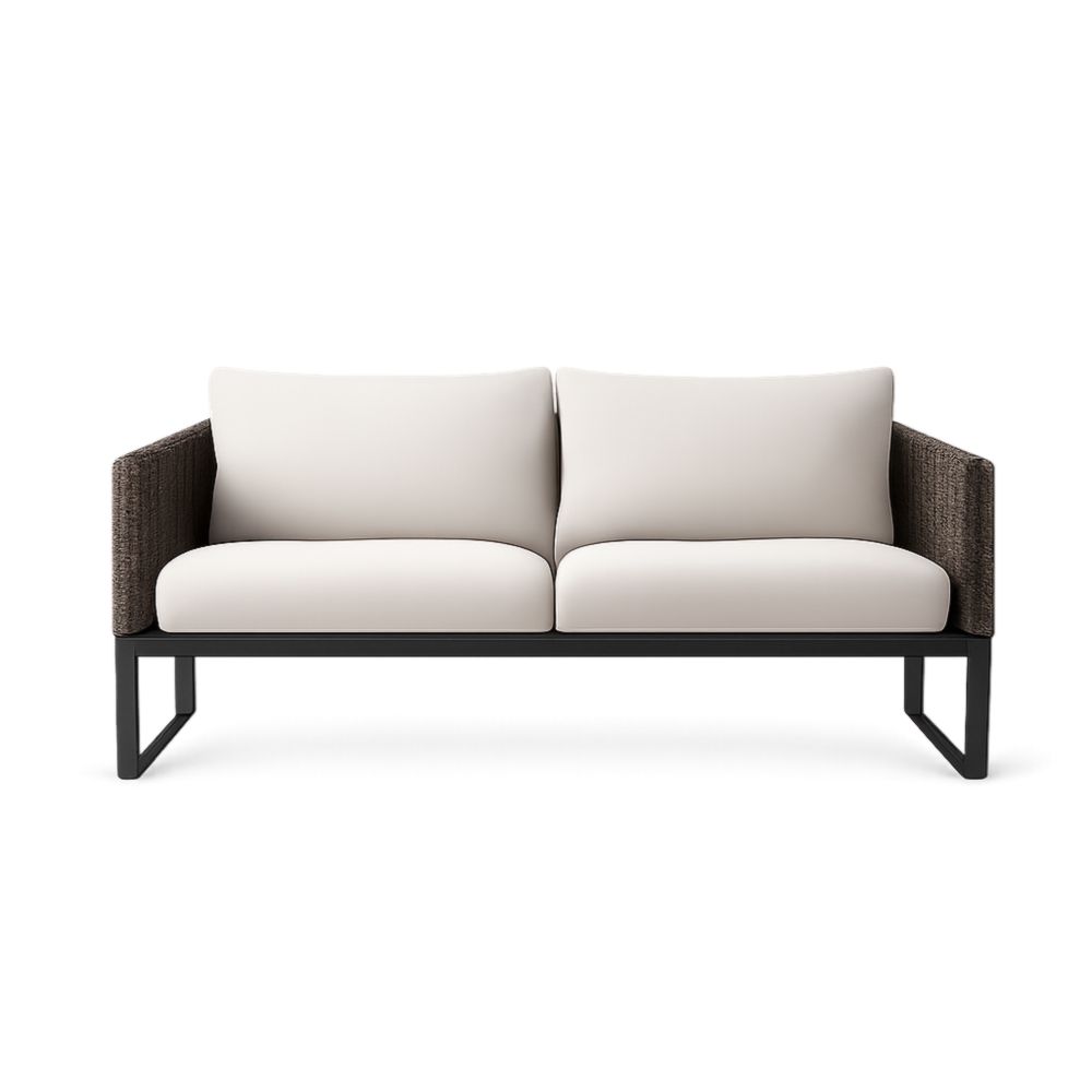 Outdoor Wicker Sofa with Cushions Beige 150cm