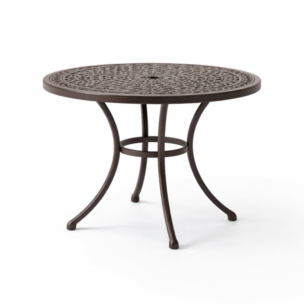 Outdoor Round Cast Aluminum Table Bronze 90cm Diameter
