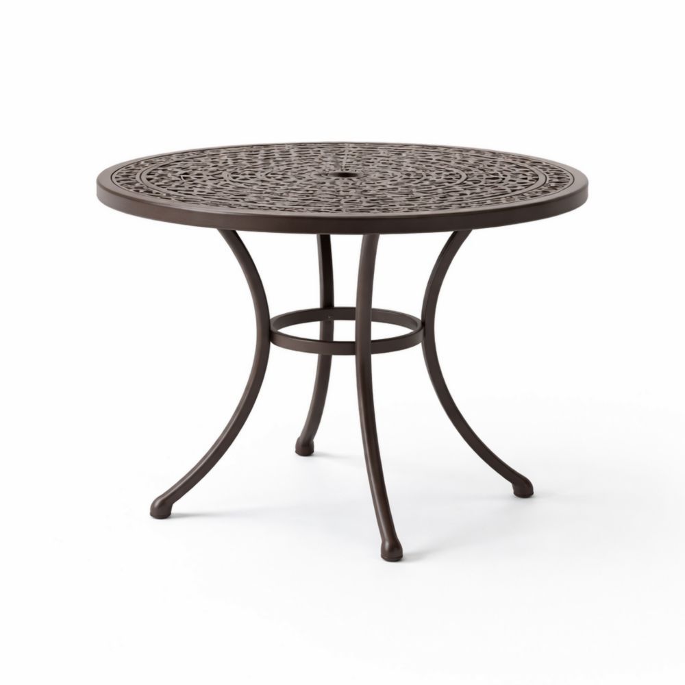 Outdoor Round Cast Aluminum Table Bronze 90cm Diameter
