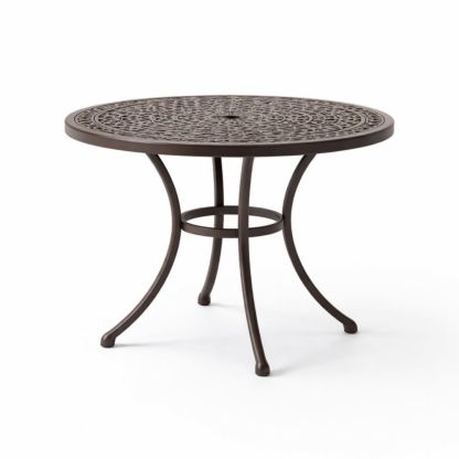 Outdoor Round Cast Aluminum Table Bronze 90cm Diameter
