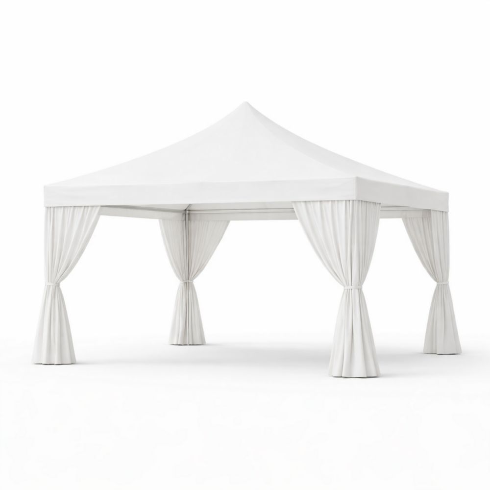 White outdoor 3x3 m aluminum frame tent with curtains