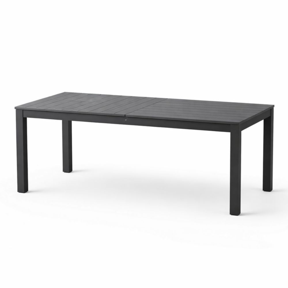 Rectangular Aluminum Outdoor Dining Table Black 220x90x75 cm