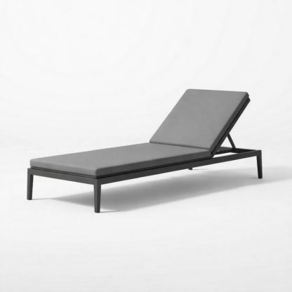 Adjustable Outdoor Chaise Lounge Aluminum Frame Grey Cushion 195cm-Verdalinne