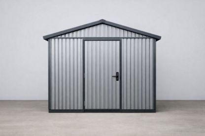 Outdoor Steel Storage Shed with Lockable Door Steel Gray 244x182x200 cm-Verdadonna