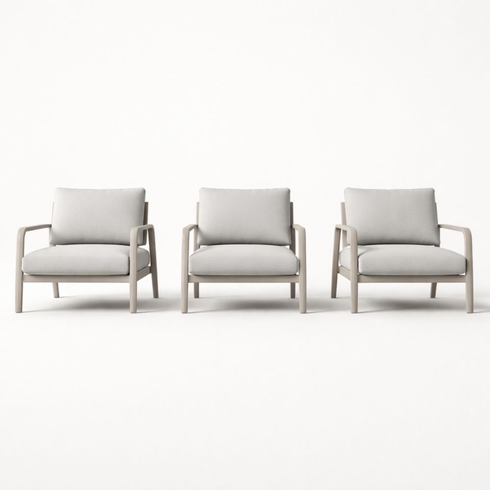 Outdoor Armchair Set with Cushions in Light Gray Upholstery Aluminum Frame-Verdadonna