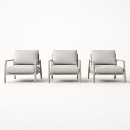 Outdoor Armchair Set with Cushions in Light Gray Upholstery Aluminum Frame-Verdadonna