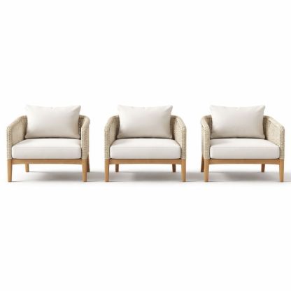 3-Piece Rattan Chairs Set with Cushions Beige-Verdadonna