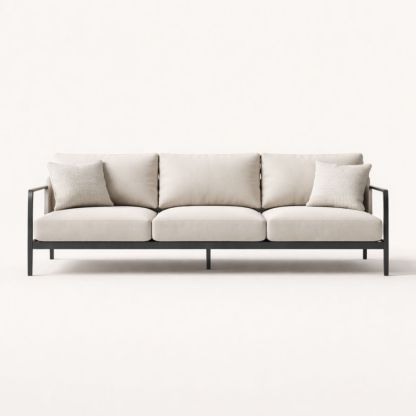 3-Seater Outdoor Sofa with Aluminum Frame and Beige Cushions-Verdadonna