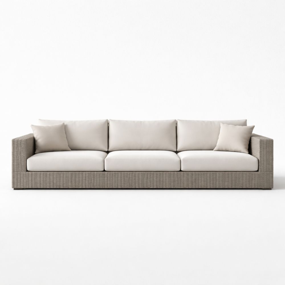 Outdoor Rattan Sofa with Cushions Beige 230cm-Verdadonna