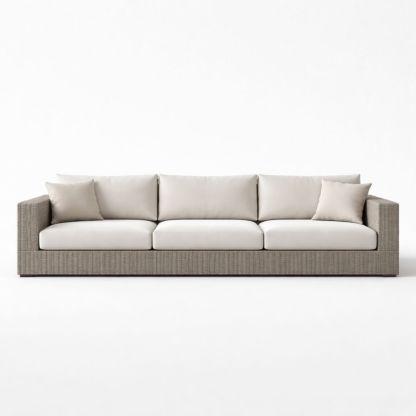 Outdoor Rattan Sofa with Cushions Beige 230cm-Verdadonna