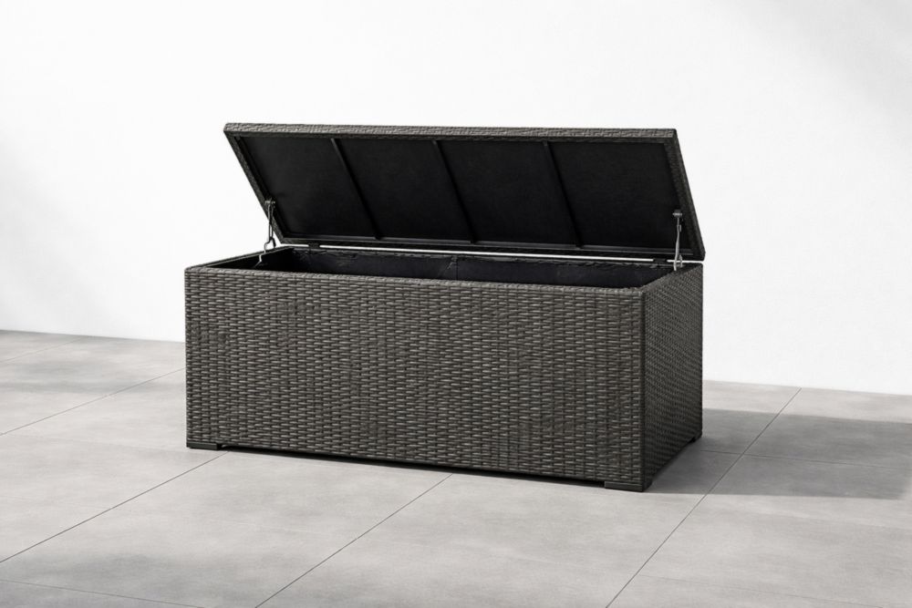 Patio Storage Box Wicker Resin 120cm x 60cm x 55cm Gray-Naturavina