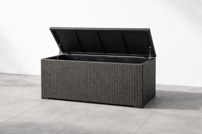 Patio Storage Box Wicker Resin 120cm x 60cm x 55cm Gray-Naturavina