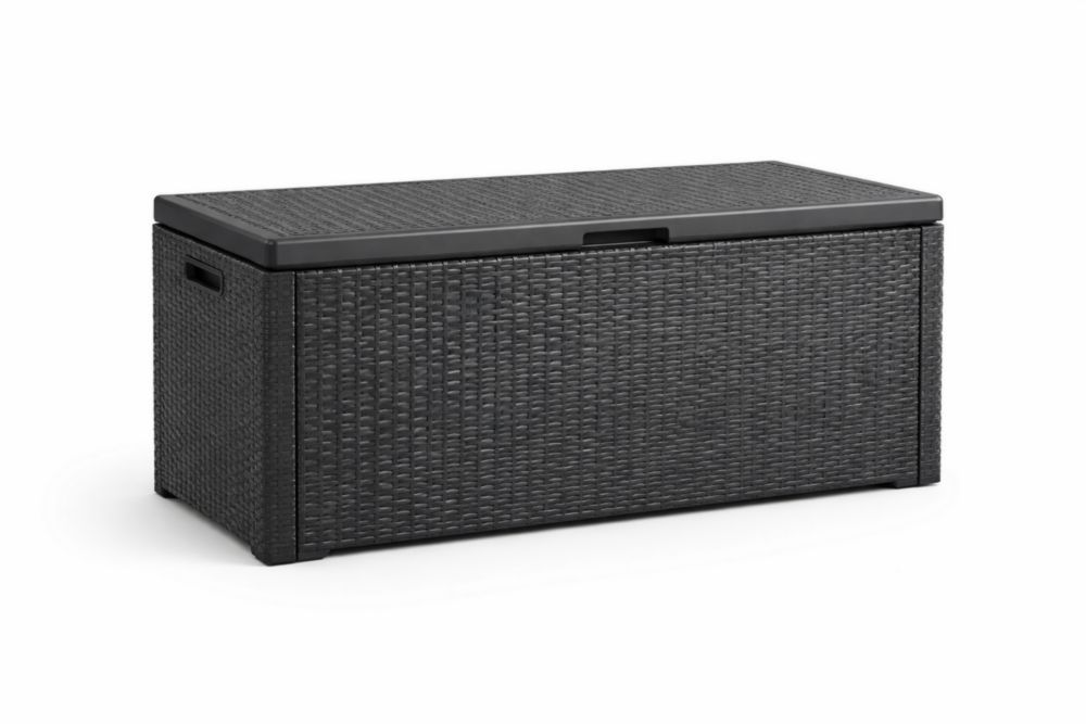 Outdoor Storage Bench Wicker Resin Black 145cm x 60cm x 55cm-Naturavina