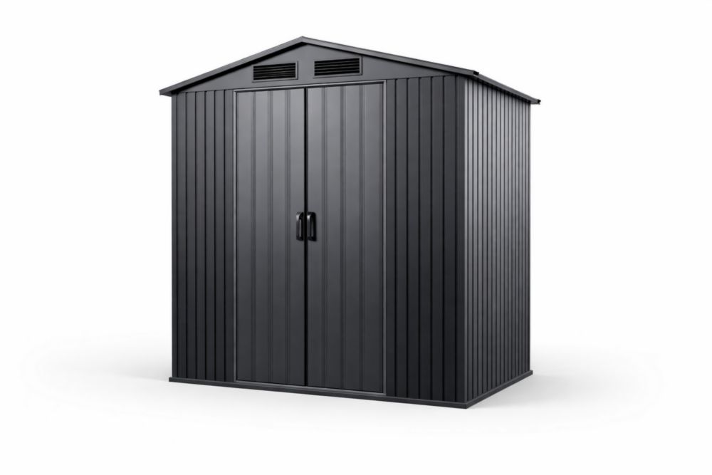 Outdoor Steel Storage Shed Steel Double Doors 213cm x 191cm x 107cm Gray-Naturavina