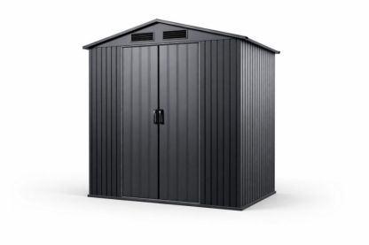 Outdoor Steel Storage Shed Steel Double Doors 213cm x 191cm x 107cm Gray-Naturavina