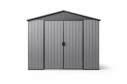 Steel Outdoor Storage Shed with Double Doors Grey 244cm x 190cm x 177cm-Naturavina