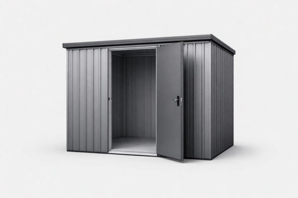 Galvanized Steel Outdoor Storage Shed 203cm x 189cm x 202cm Gray-Naturavina