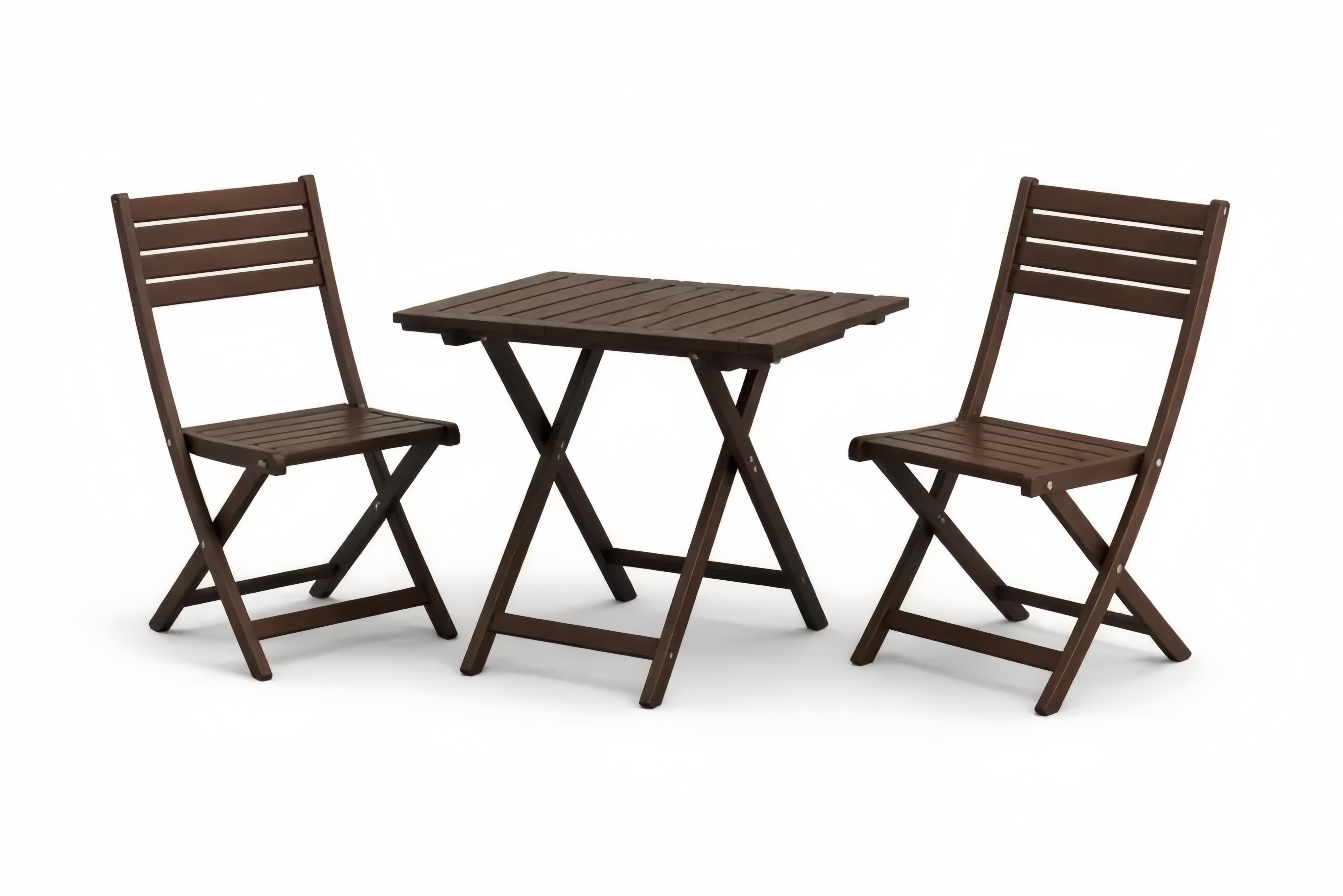 Acacia Wood Outdoor Folding Table and Chairs Set Brown