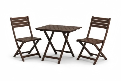 Acacia Wood Outdoor Folding Table and Chairs Set Brown