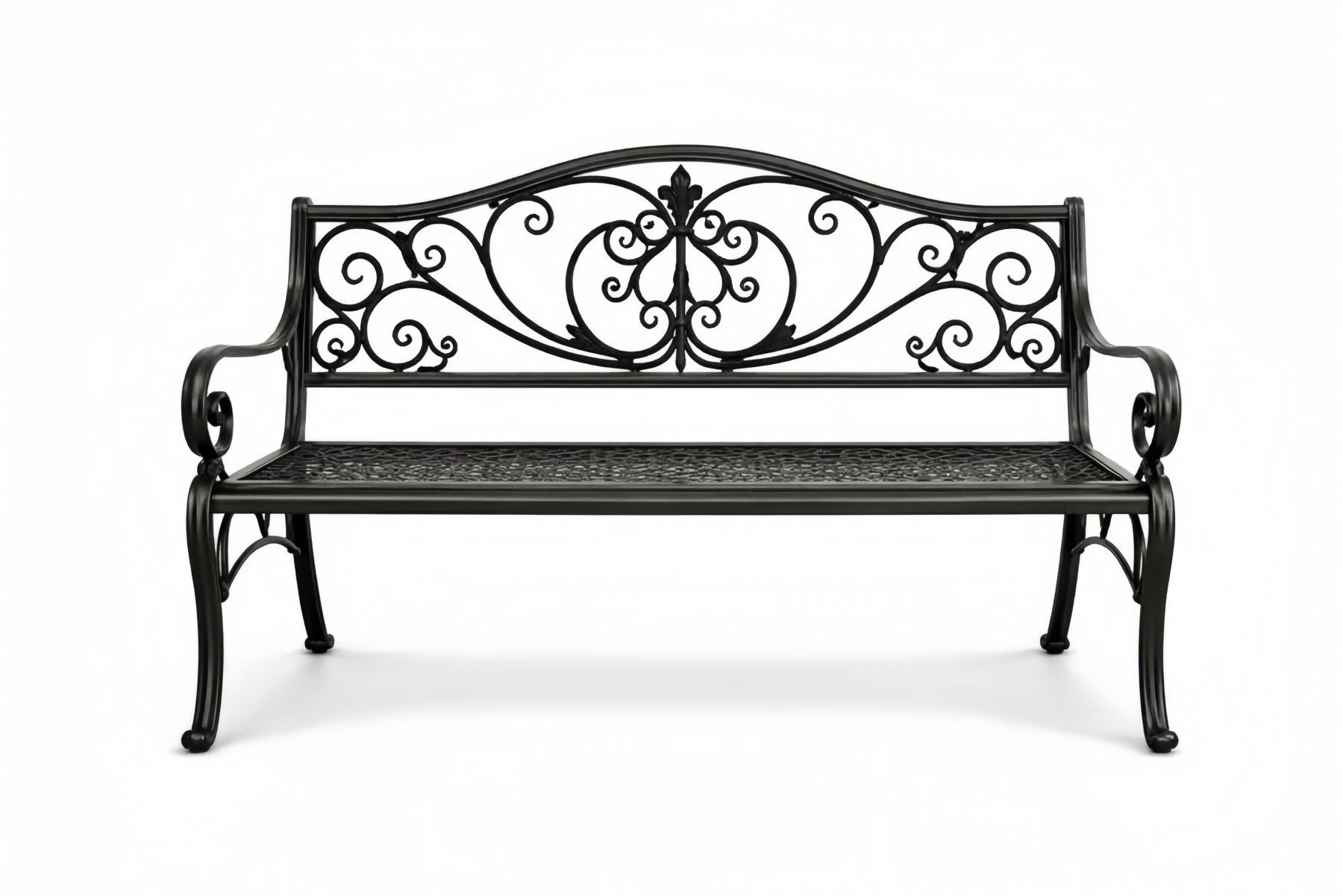 Cast Iron Outdoor Bench Black Scroll Design 126x59x84 cm