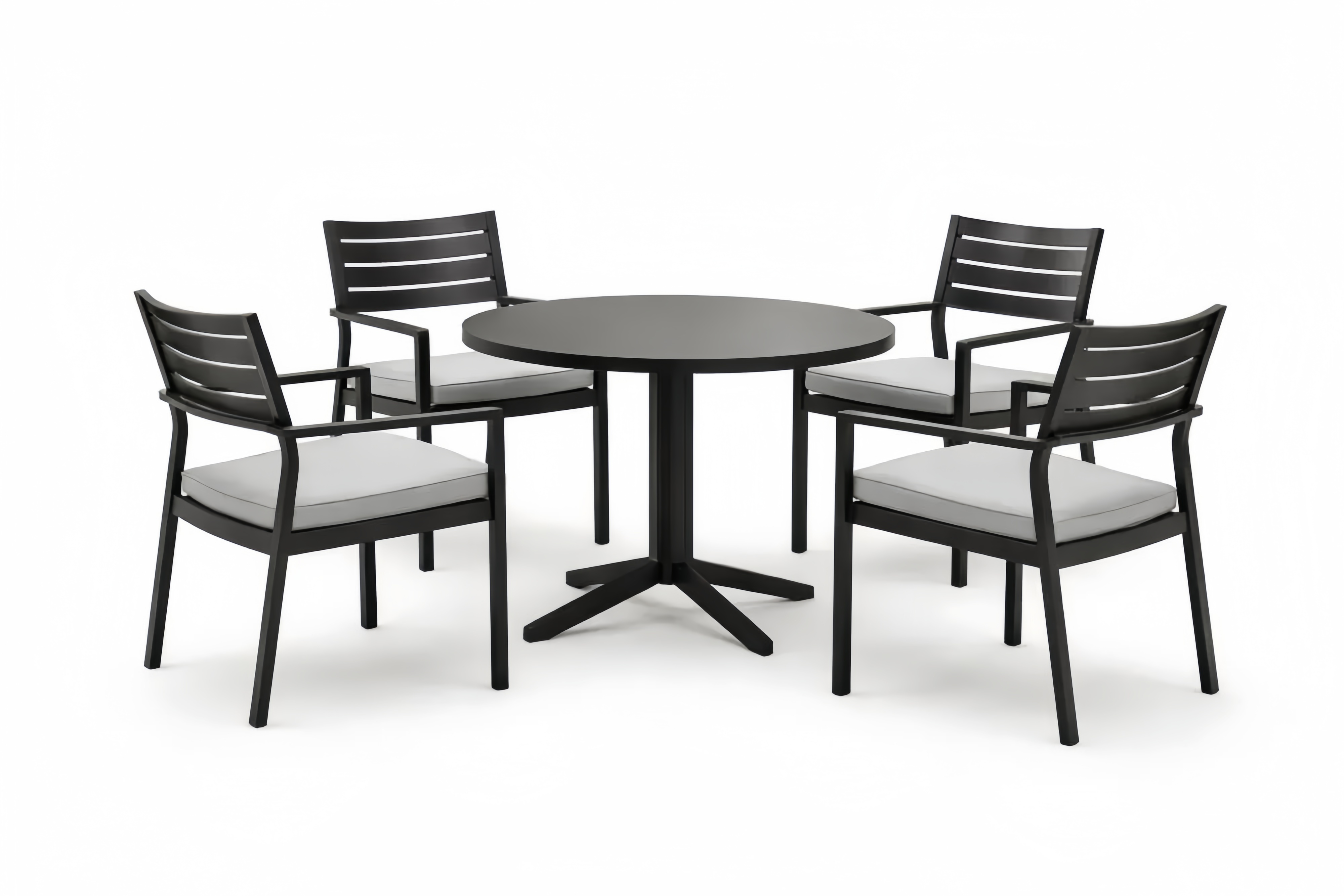Aluminum Outdoor Patio Dining Set with Round Table and Four Chairs