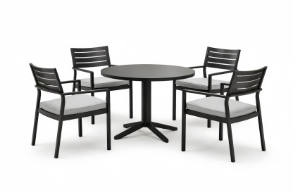 Aluminum Outdoor Patio Dining Set with Round Table and Four Chairs