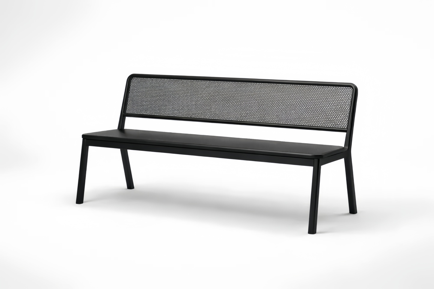 Black Metal Frame Bench with Mesh Back and Seat