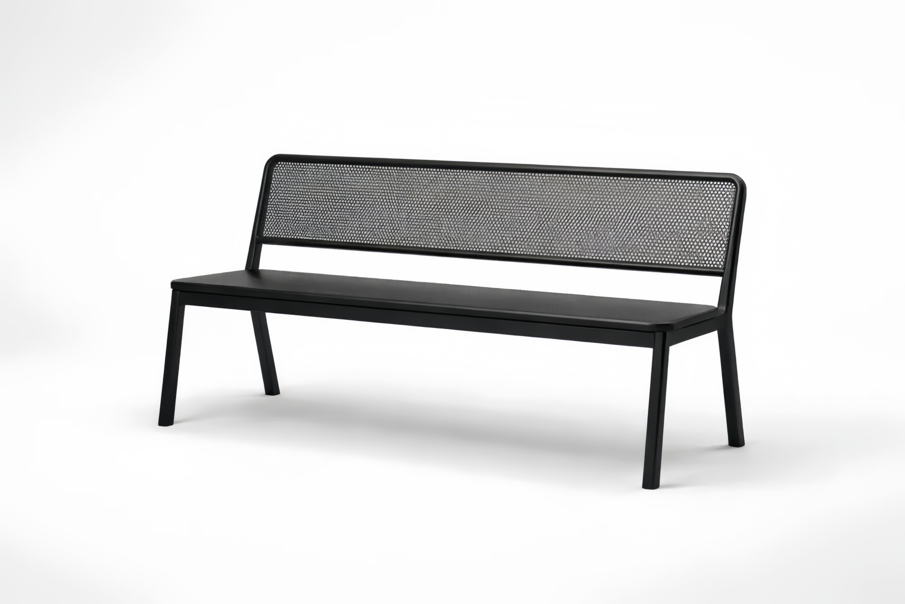 Black Metal Frame Bench with Mesh Back and Seat