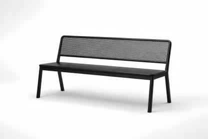 Black Metal Frame Bench with Mesh Back and Seat