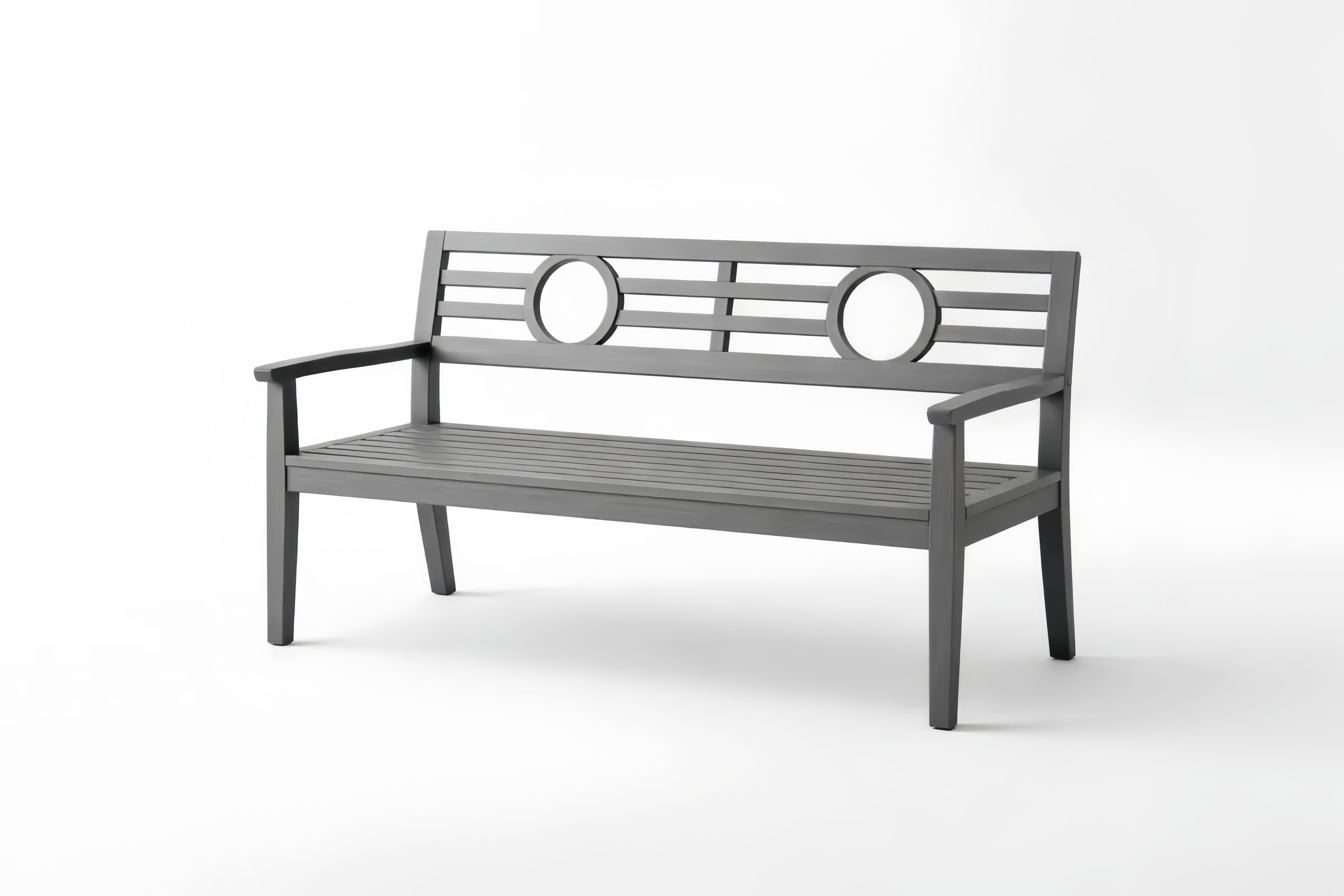 Outdoor Wooden Bench Charcoal Circle Backrest