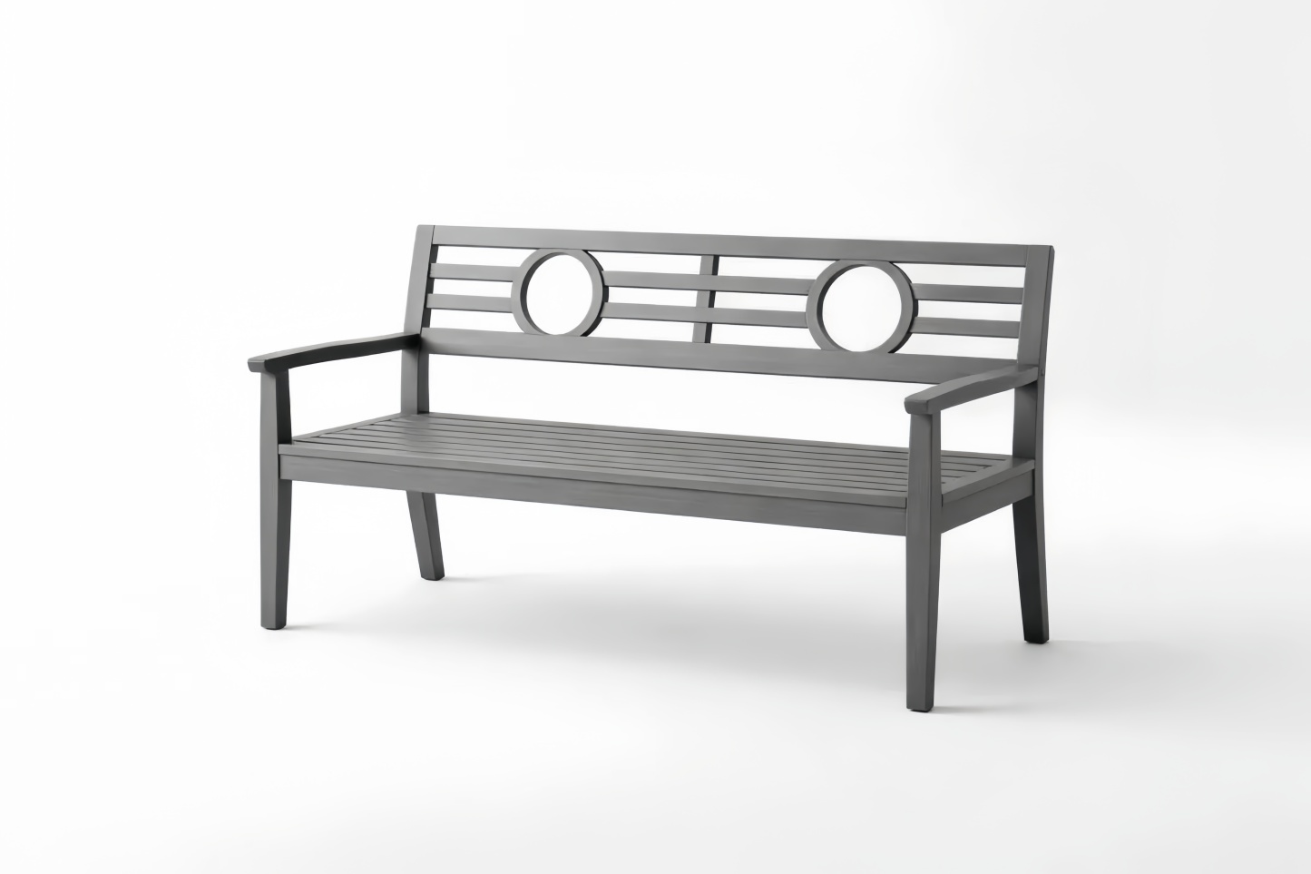 Outdoor Wooden Bench Charcoal Circle Backrest