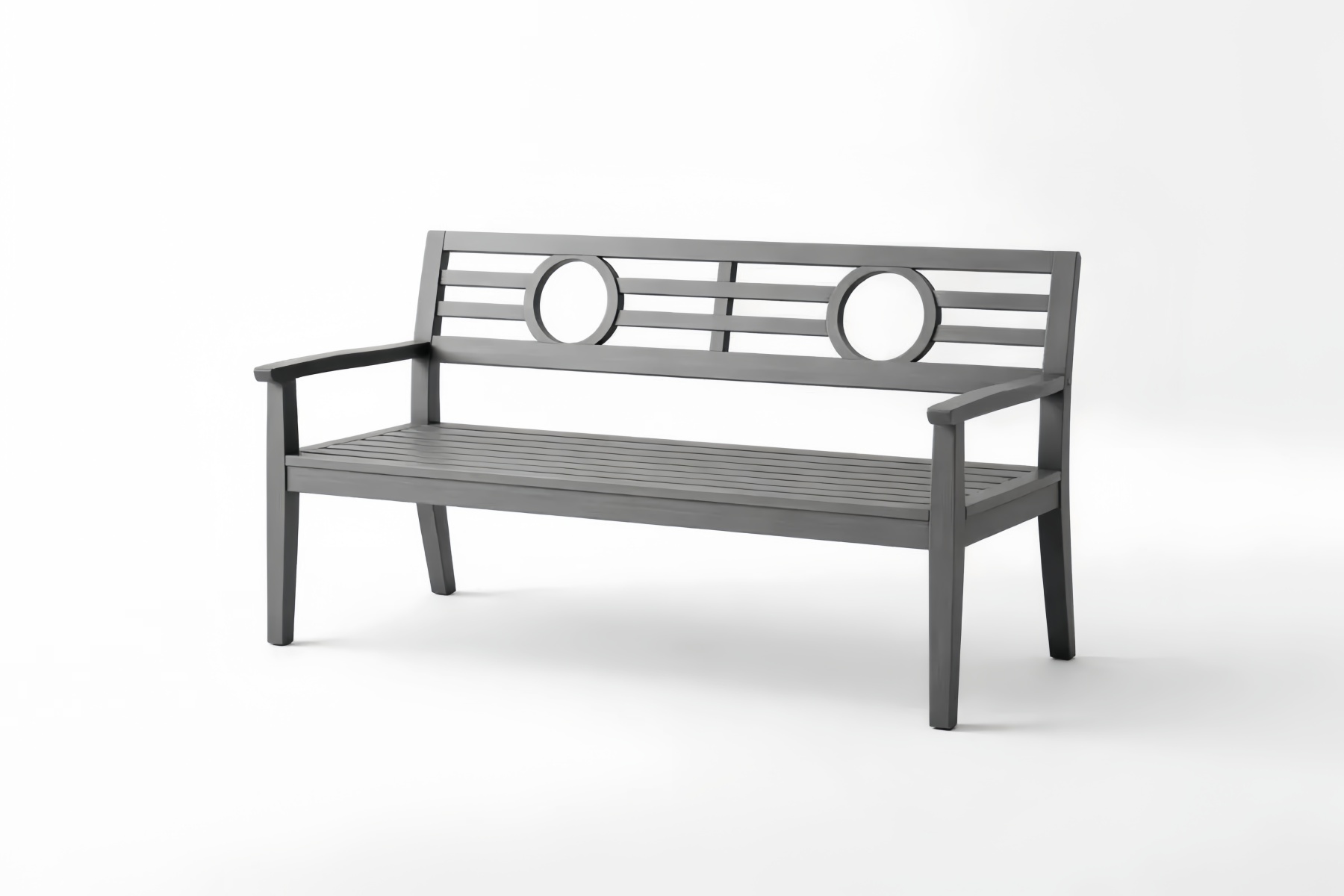 Outdoor Wooden Bench Charcoal Circle Backrest