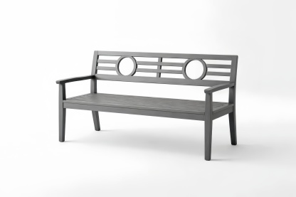 Outdoor Wooden Bench Charcoal Circle Backrest