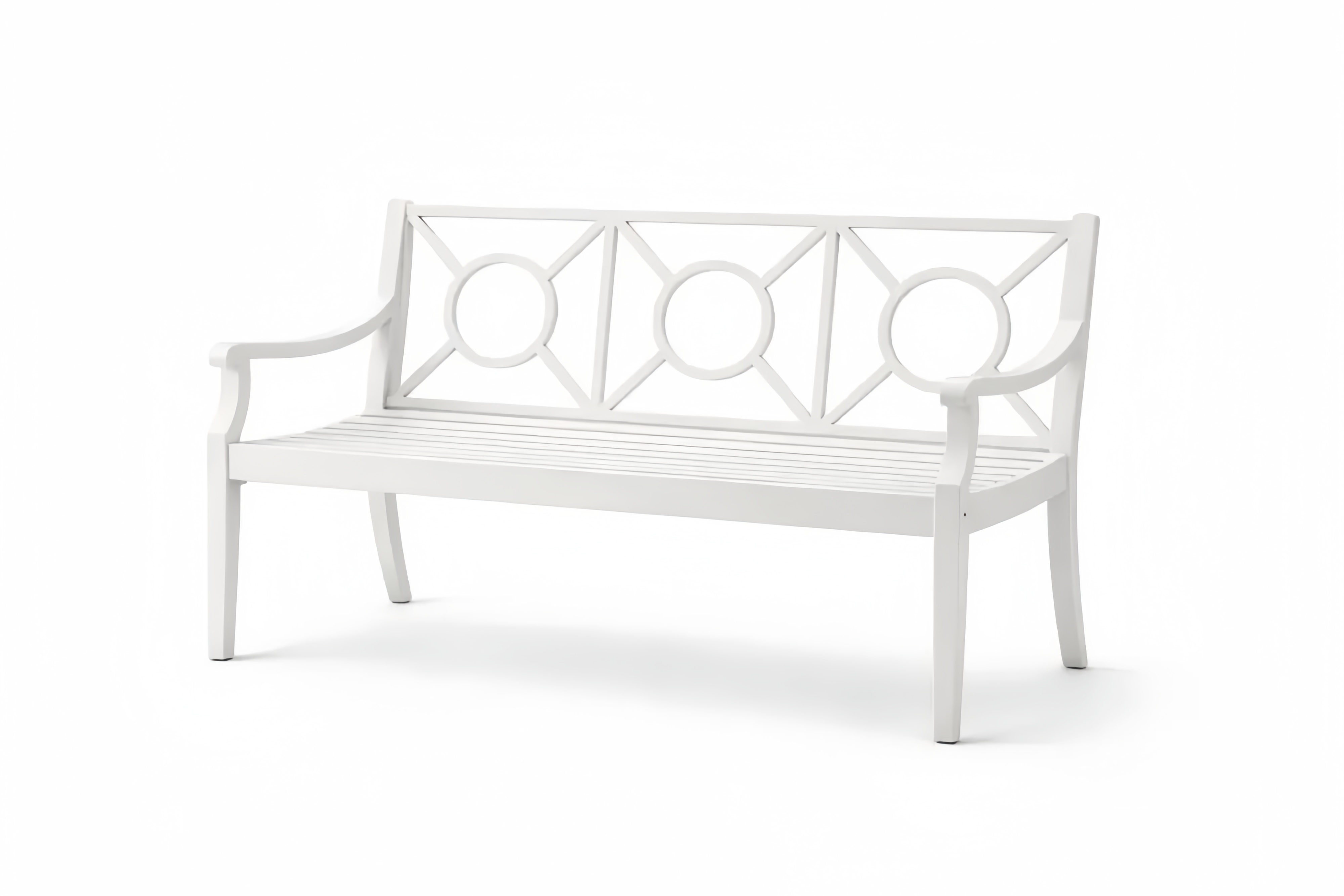 White Aluminum Outdoor Bench with Geometric Backrest 120cm