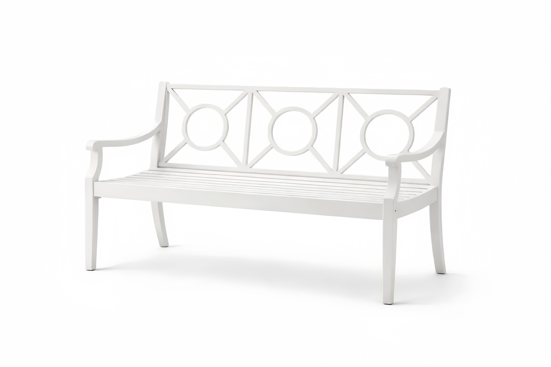 White Aluminum Outdoor Bench with Geometric Backrest 120cm