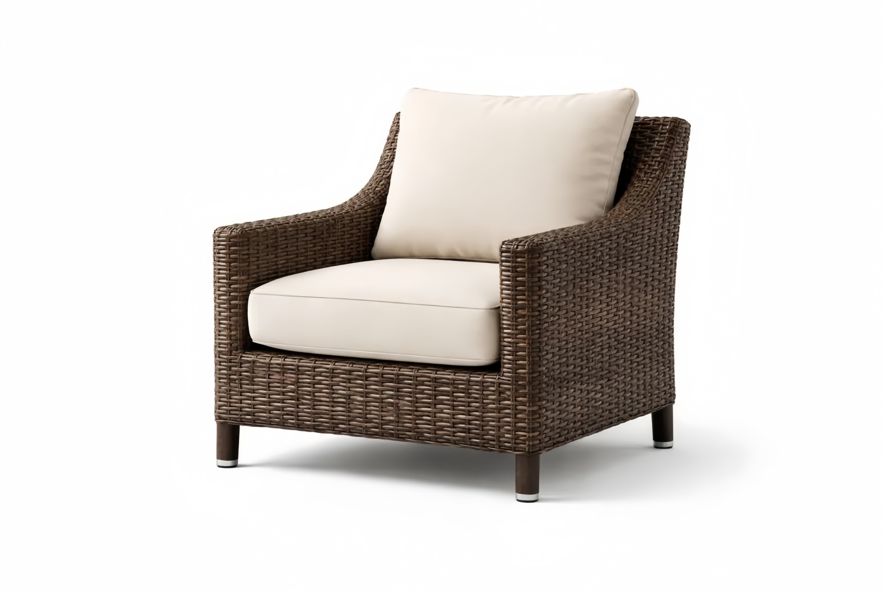 Outdoor Wicker Armchair with Beige Cushions