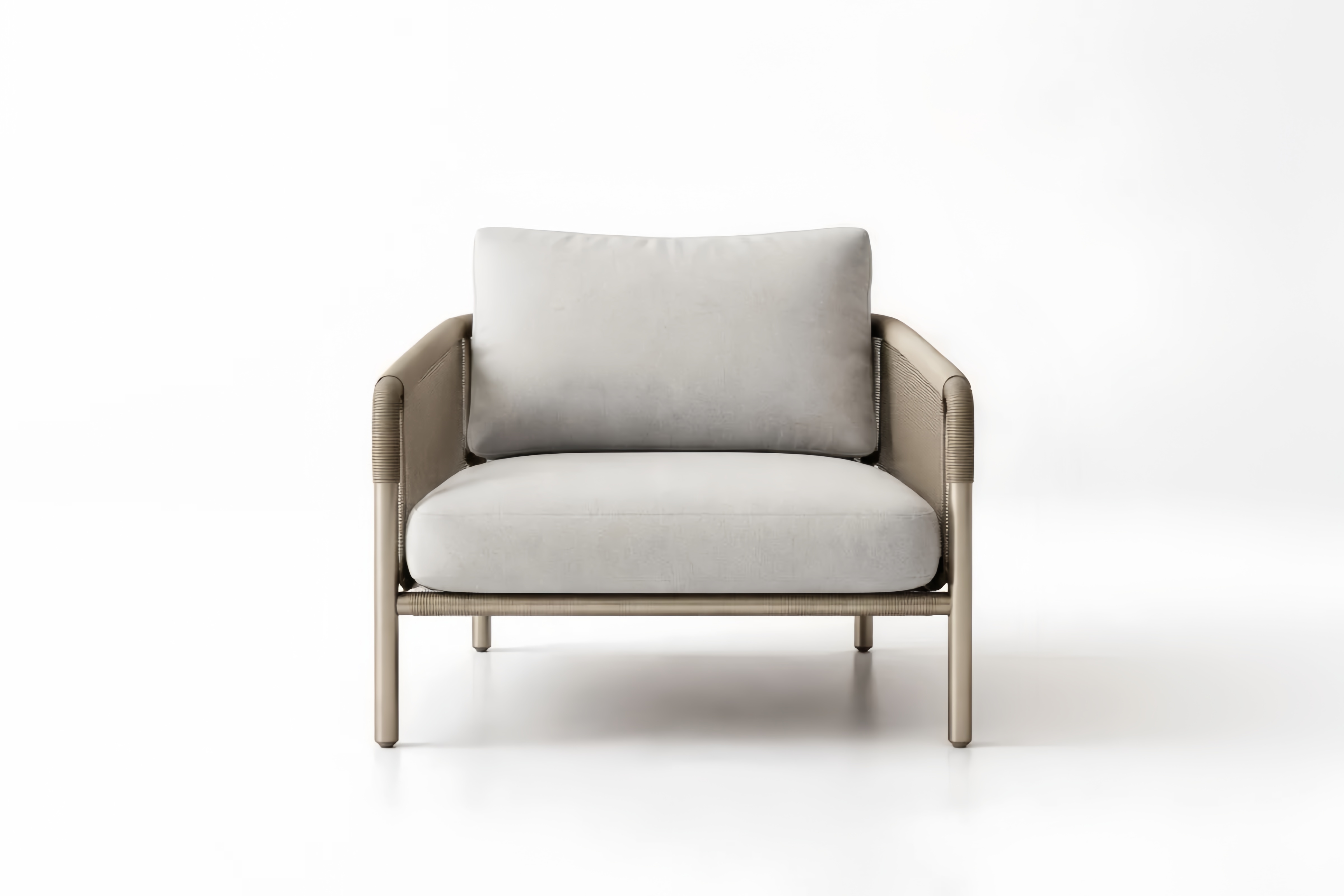 Outdoor Lounge Chair Aluminum Frame with Polyester Cushions Beige