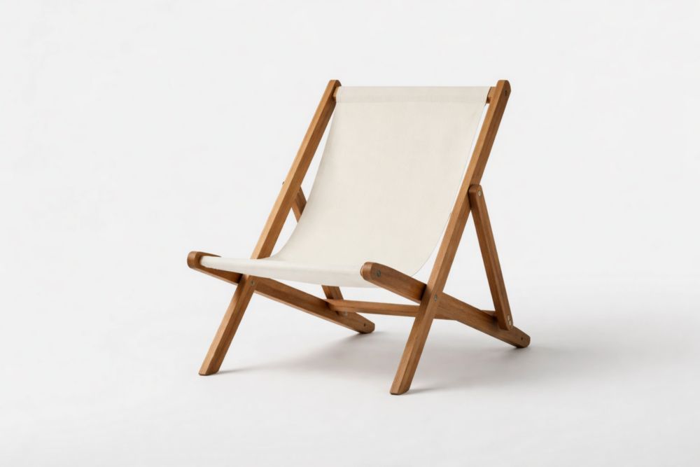 Outdoor Chairs Canvas Lounge Chair Beech Wood Frame 70cm x 90cm x 85cm White-Cosydimora