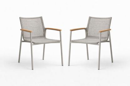 Set of 2 Outdoor Chairs Aluminum Armchairs with Rope Weaving-Cosydimora