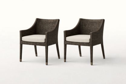 Outdoor Wicker Patio Armchair Set with Cushions Brown-Cosydimora