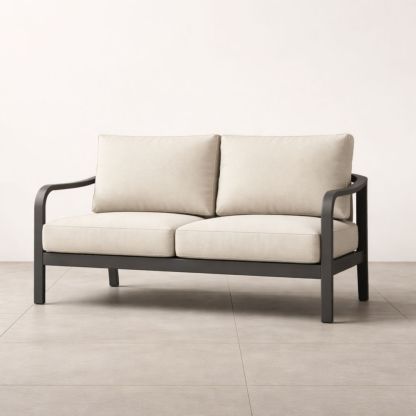 Outdoor Metal Frame Sofa with Beige Polyester Cushions-Cosydimora